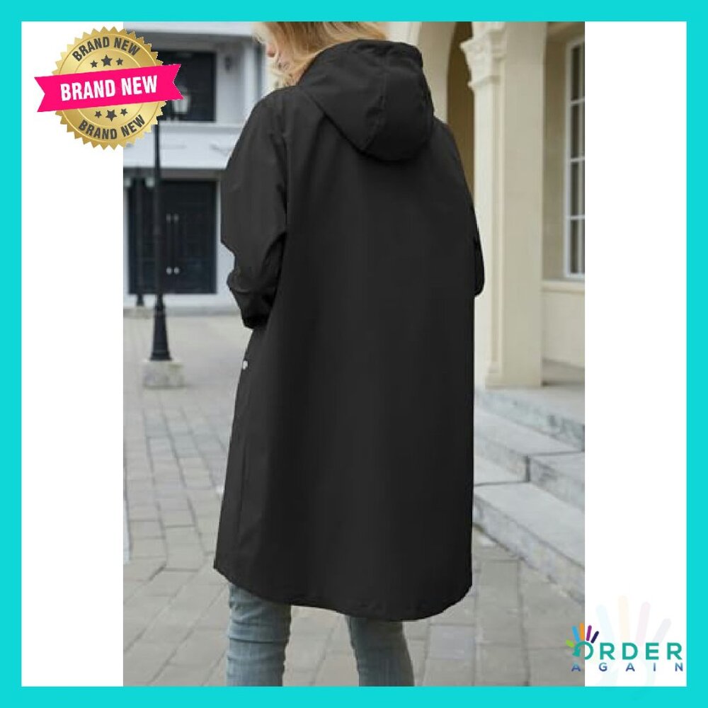 Long Waterproof Rain Jacket Packable Lightweight … - image 4